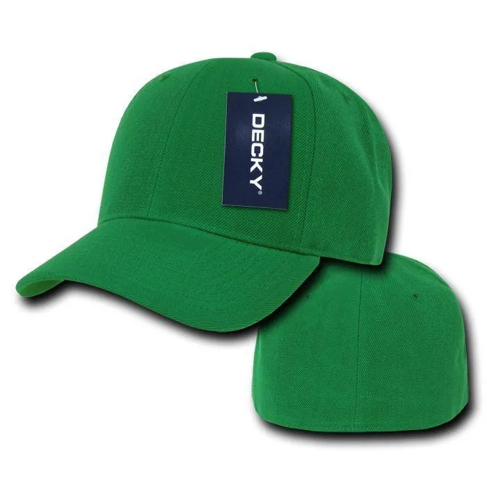 6-Pack Decky Classic Plain Fitted Curved Bill Baseball Hats Caps Wholesale Lot