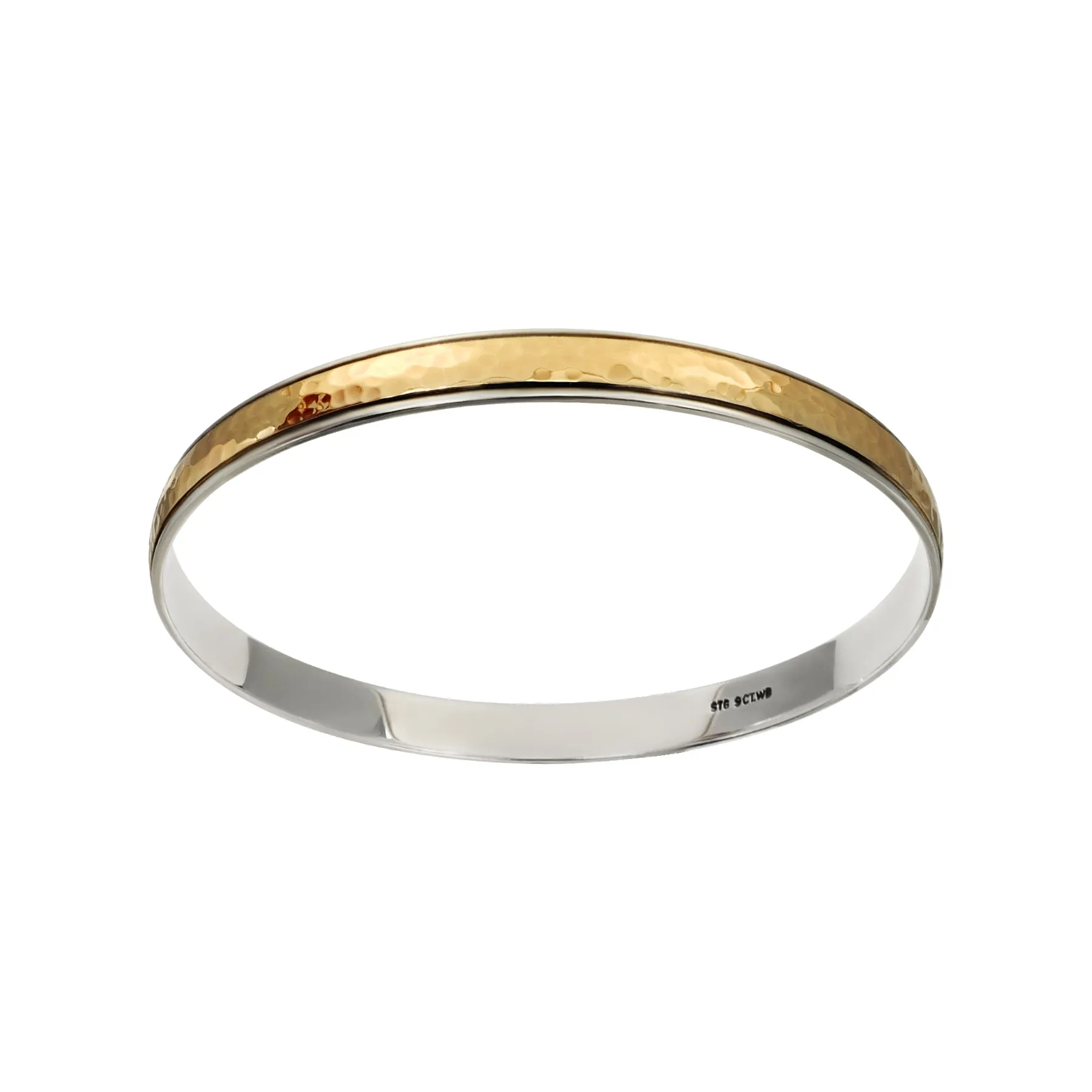 9K Yellow Gold and Silver Filled Pattern Bangle - 20645458