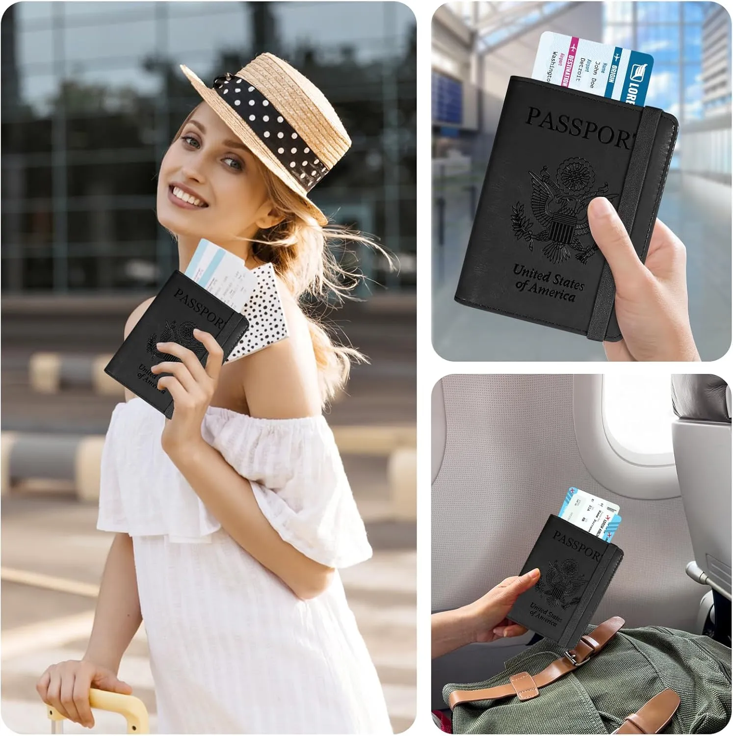 ACdream RFID Blocking Passport Holder Travel Wallet - Premium PU Leather Cover Passport Book with Card Holder, Pen Slot, Keep Organization, and Travel Essentials for Women and Men