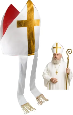 Adult Bishop Hat - Catholic Cardinal Priest Pope Hats - Saint Mitre Halloween Costume Accessory