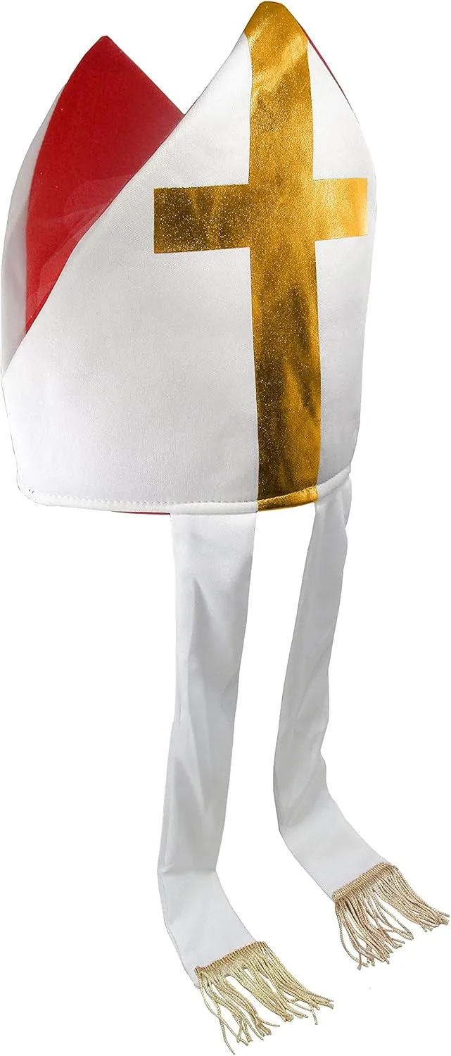 Adult Bishop Hat - Catholic Cardinal Priest Pope Hats - Saint Mitre Halloween Costume Accessory