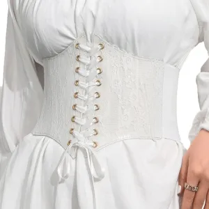 Asooll Vintage Elastic Corset Belts Lace Up Transparent Waist Underbust Belt Renaissance Wide Cinch Dress Costume for women