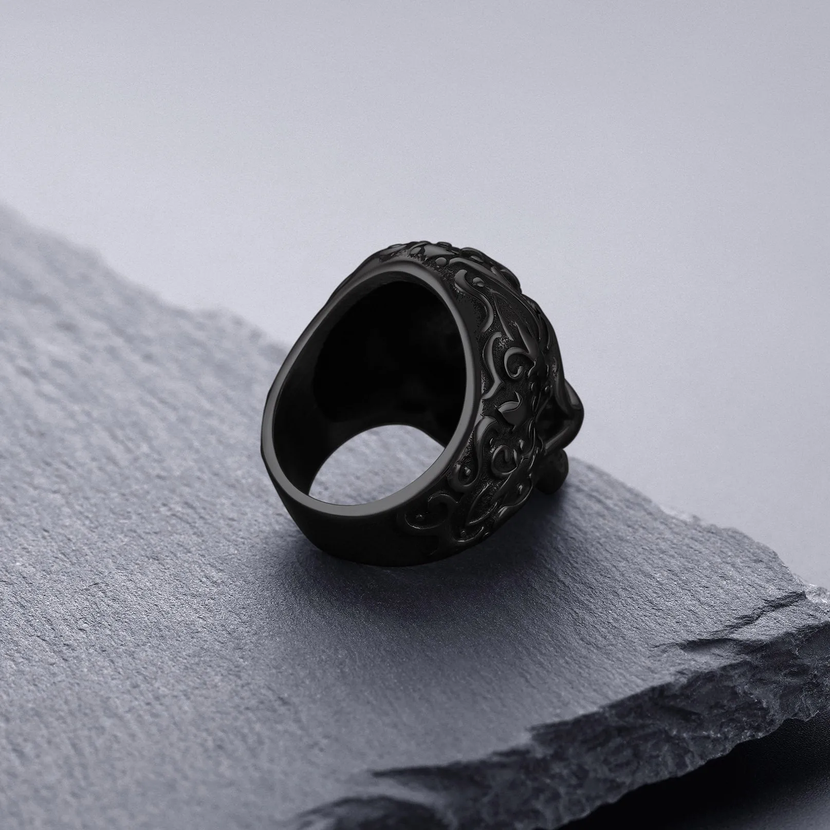 Biker Punk Cross Sugar Skull Ring for Men