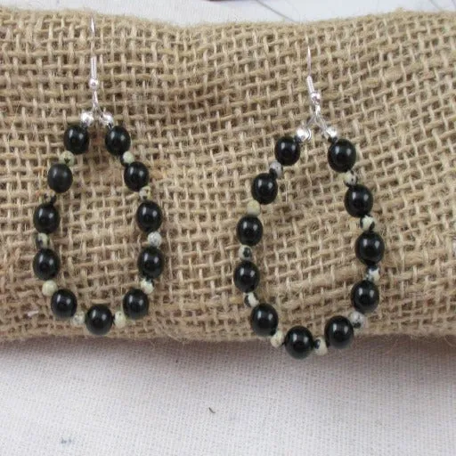 Black Onyx Hoop Earrings