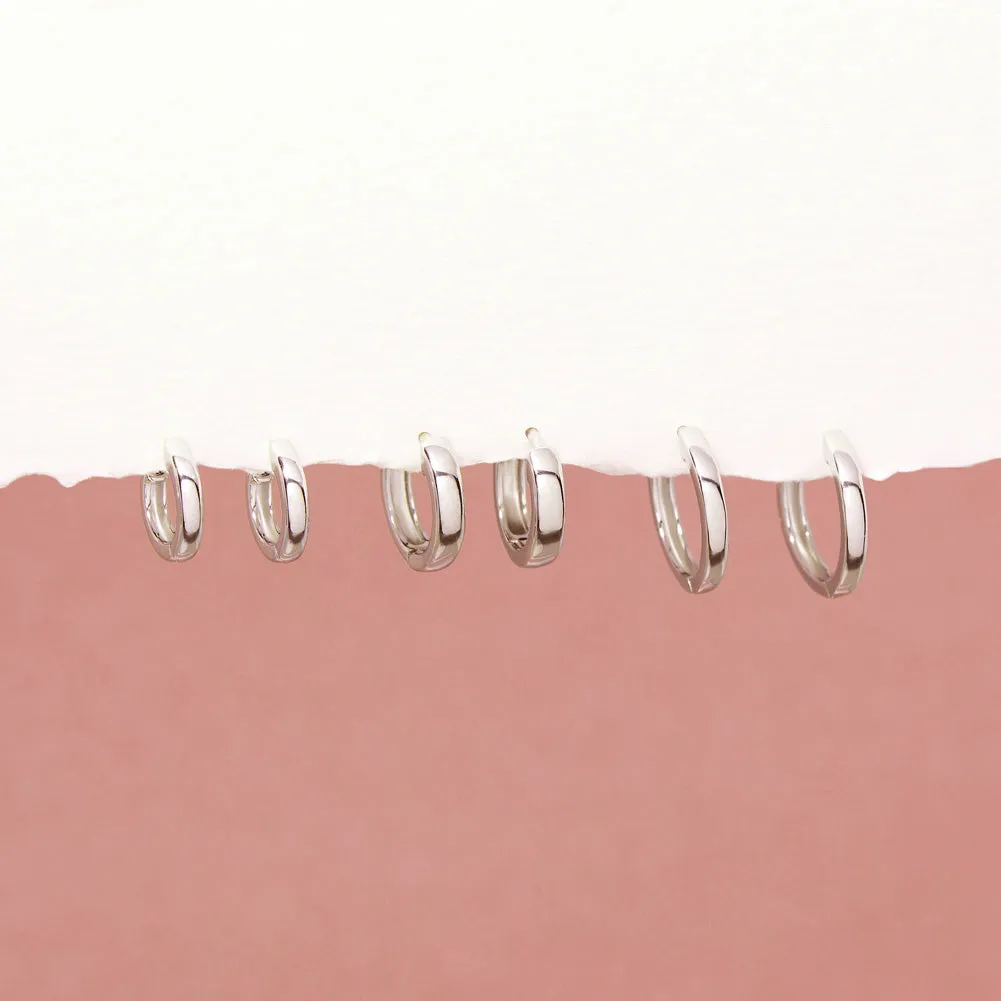Bold 9-13mm Women's Earrings Hoop/Huggie - Sterling Silver