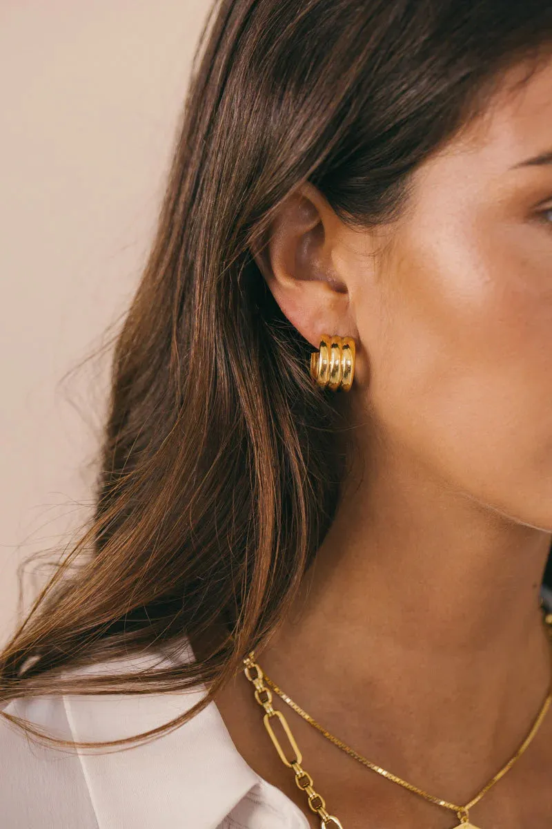 Bold Soul Triple Hoop Earrings Goldplated