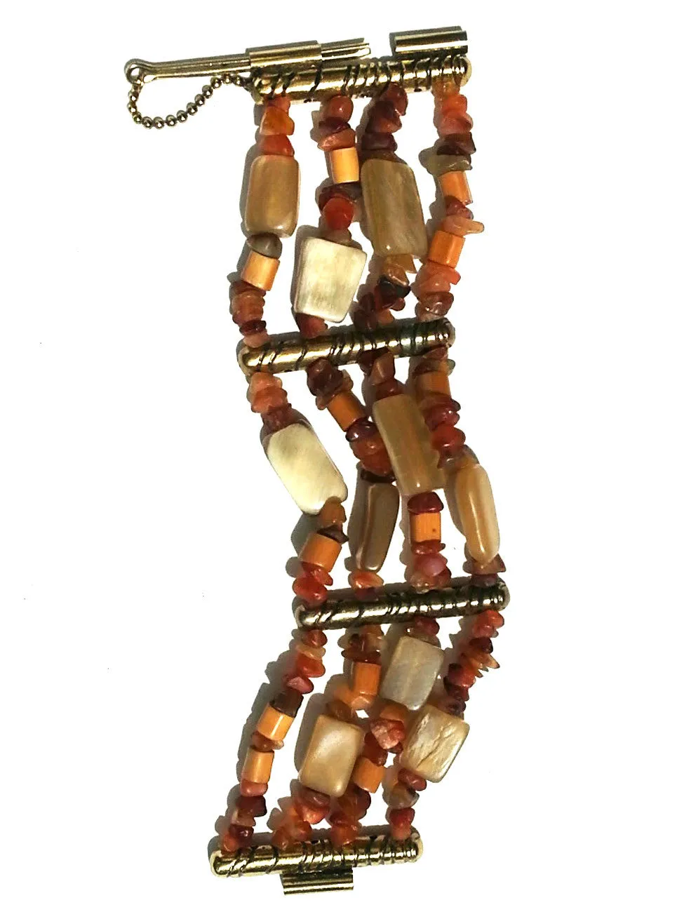 Bracelet Carnelian Agate Horn And Bronze
