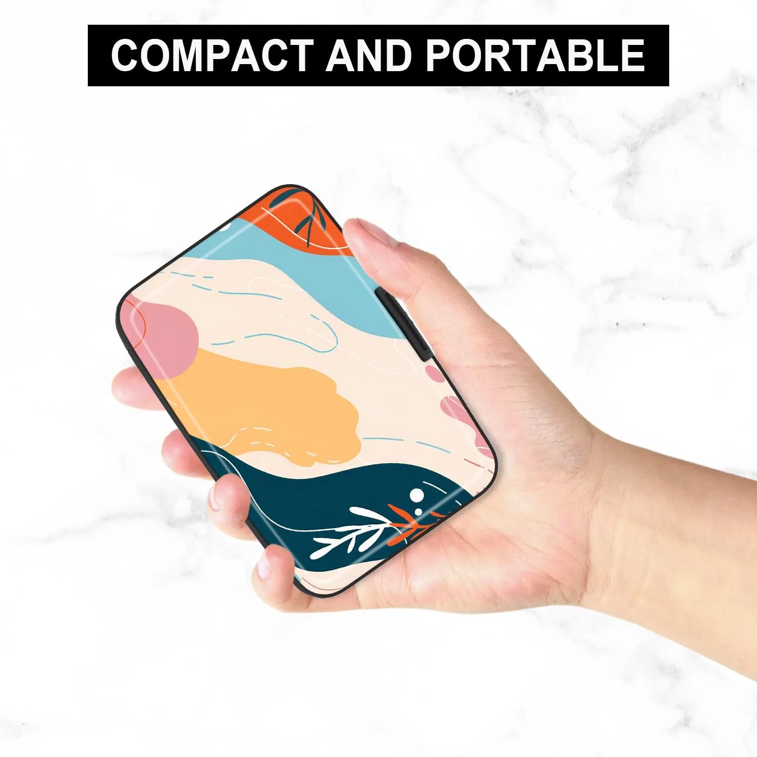 Card Holder Credit Cards Holder for Women RFID wallet women Business Card Holder Wallet Mini Aluminum Card Wallet RFID Blocking Slim Metal Hard Card for Women, Abstract Figure
