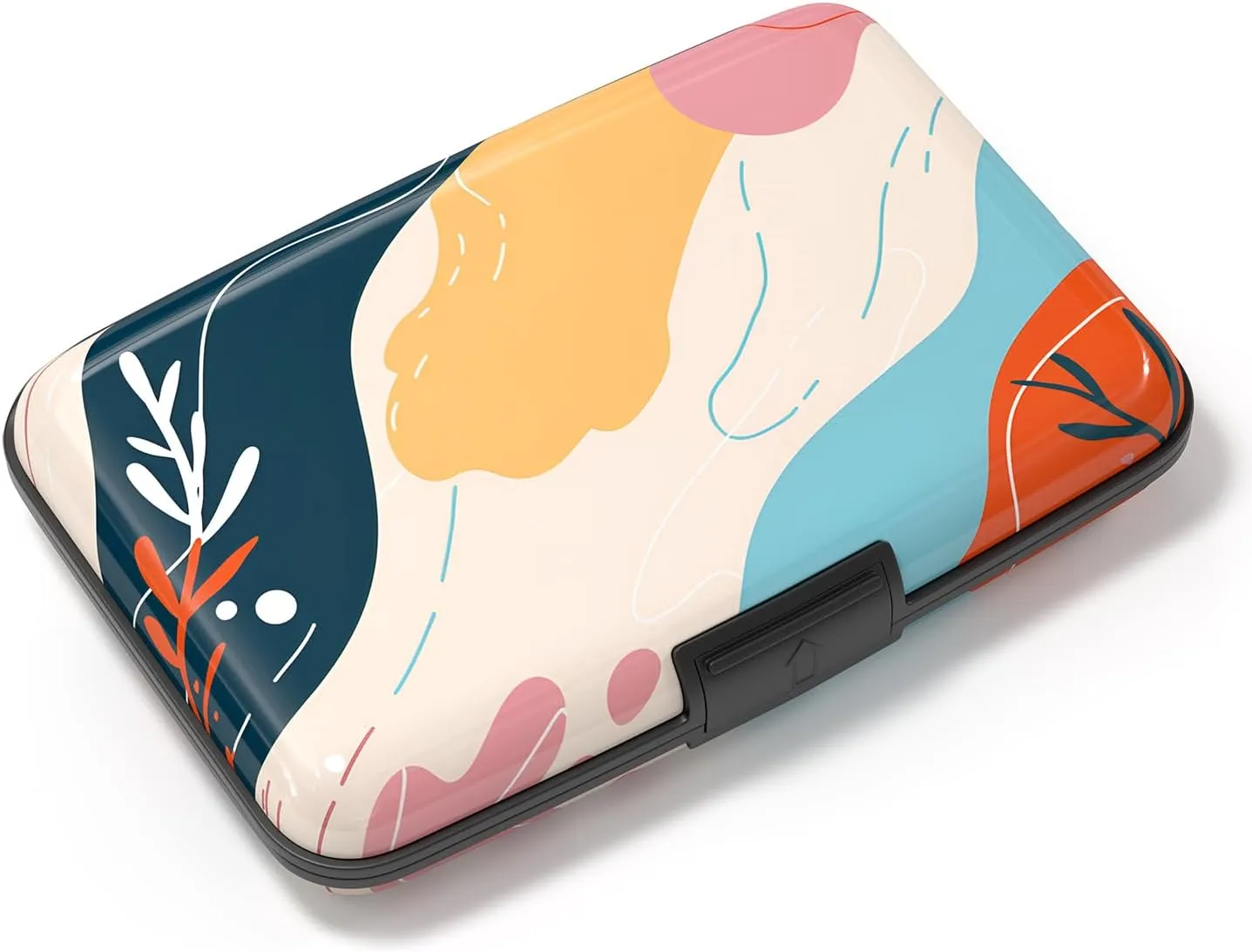Card Holder Credit Cards Holder for Women RFID wallet women Business Card Holder Wallet Mini Aluminum Card Wallet RFID Blocking Slim Metal Hard Card for Women, Abstract Figure
