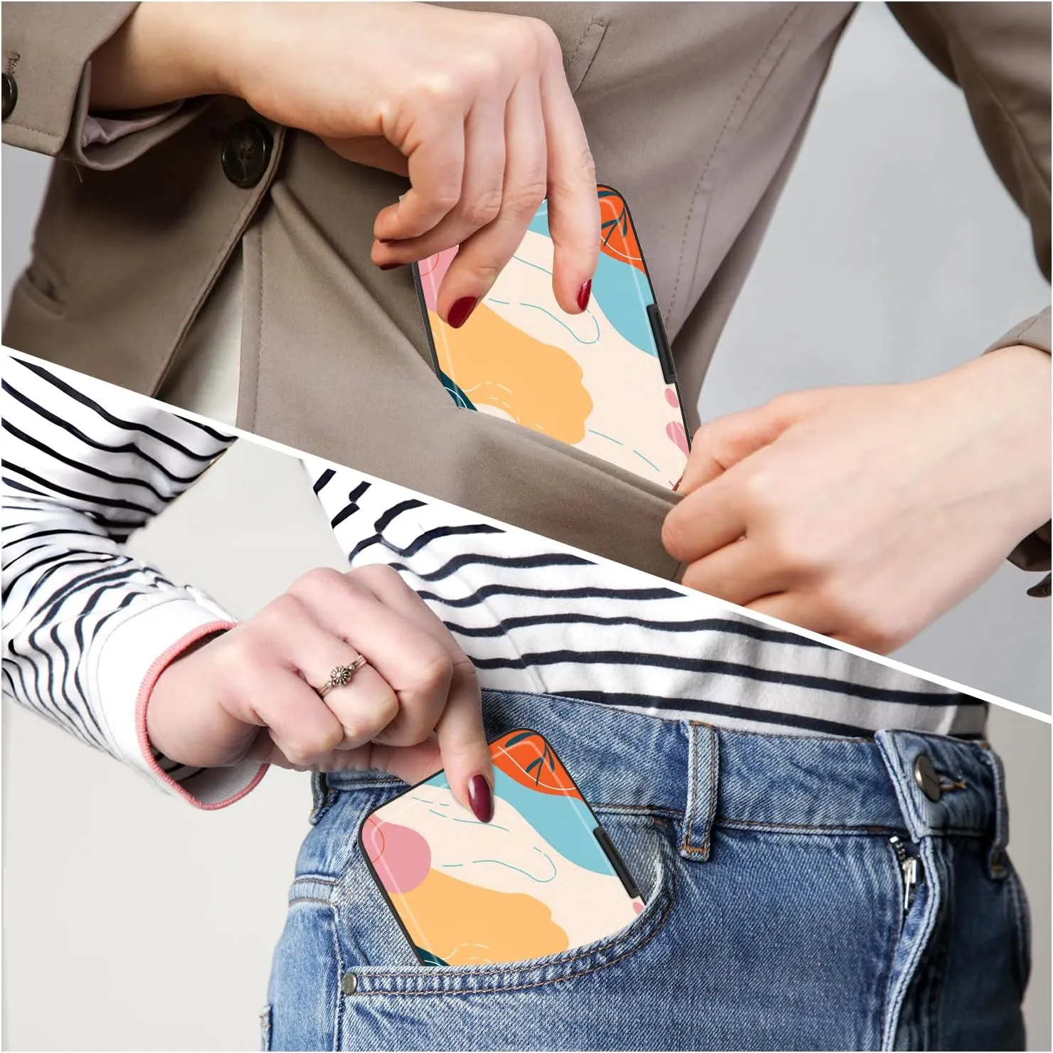 Card Holder Credit Cards Holder for Women RFID wallet women Business Card Holder Wallet Mini Aluminum Card Wallet RFID Blocking Slim Metal Hard Card for Women, Abstract Figure