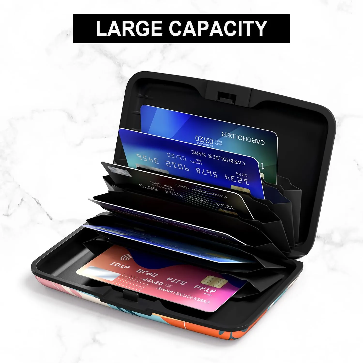 Card Holder Credit Cards Holder for Women RFID wallet women Business Card Holder Wallet Mini Aluminum Card Wallet RFID Blocking Slim Metal Hard Card for Women, Abstract Figure