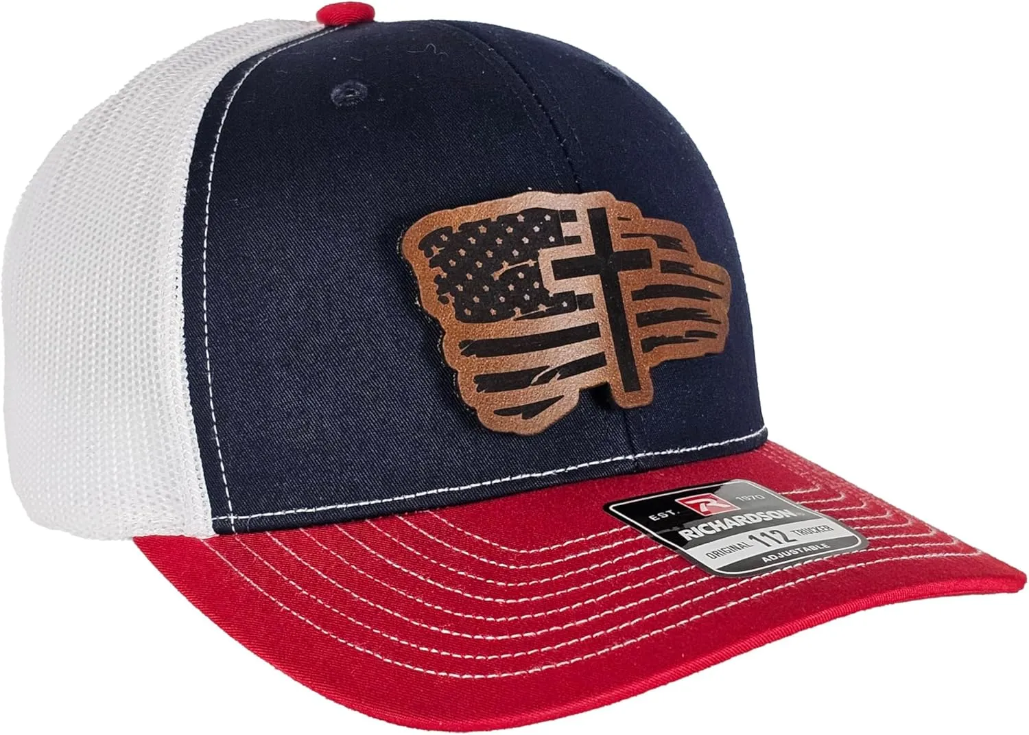 Christian Cross American Flag Richardson Unisex Snapback hat