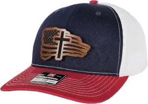 Christian Cross American Flag Richardson Unisex Snapback hat