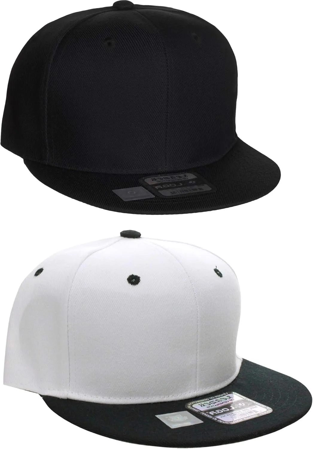 D&I Classic Blank Snapback Flat Bill Visor Hat Cap w Adjustable Adjustable Back