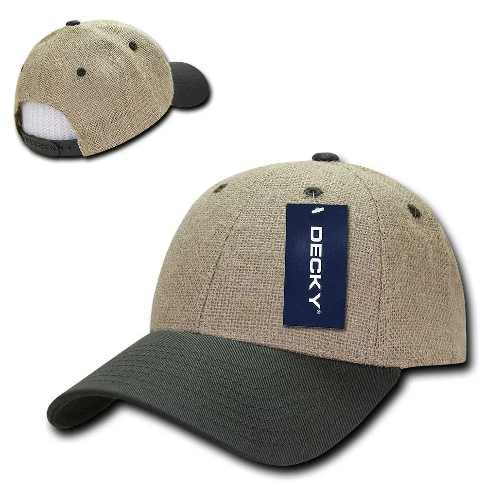 Decky Jute Low Crown Curved Bill 6 Panel Dad Caps Hats Unisex