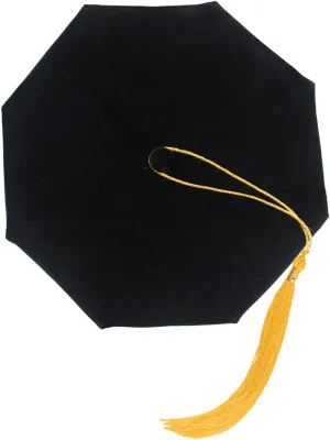 Doctoral Tam with Gold Bullion Tassel Unisex Black Velvet Graduation Tam