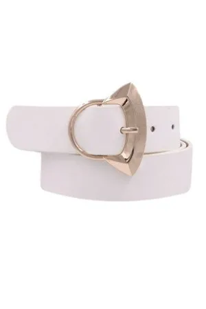 Faux Leather Belt with Decorative Buckle