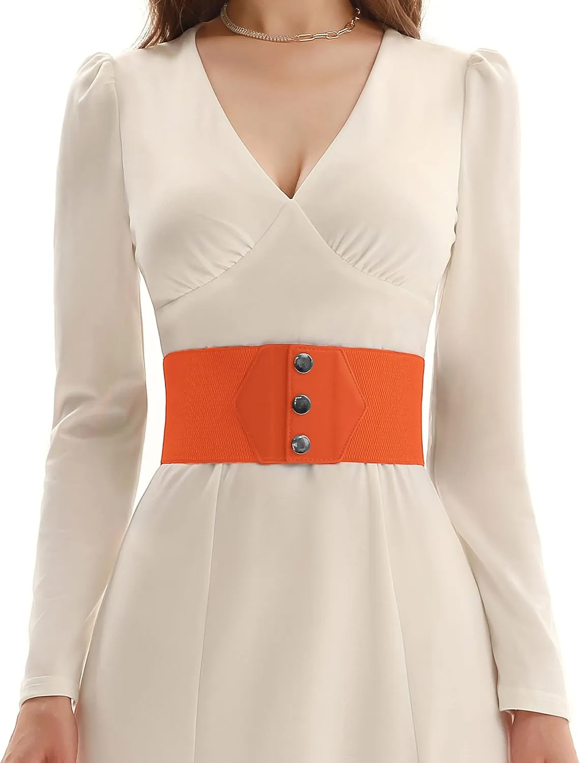 GRACE KARIN Women's Snap-Button Corset Belt Wide Elastic Belts for Dress Stretchy Waistband