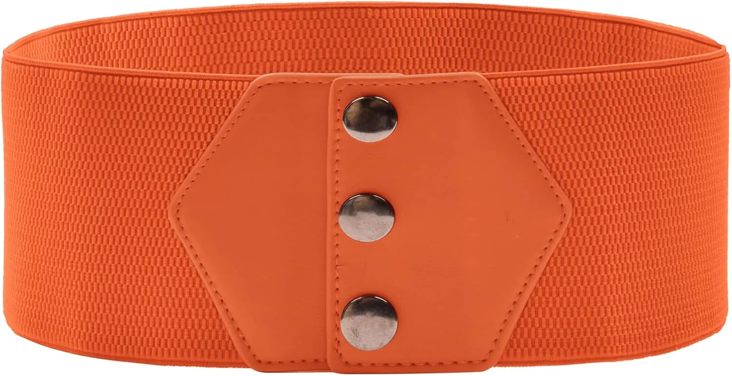 GRACE KARIN Women's Snap-Button Corset Belt Wide Elastic Belts for Dress Stretchy Waistband