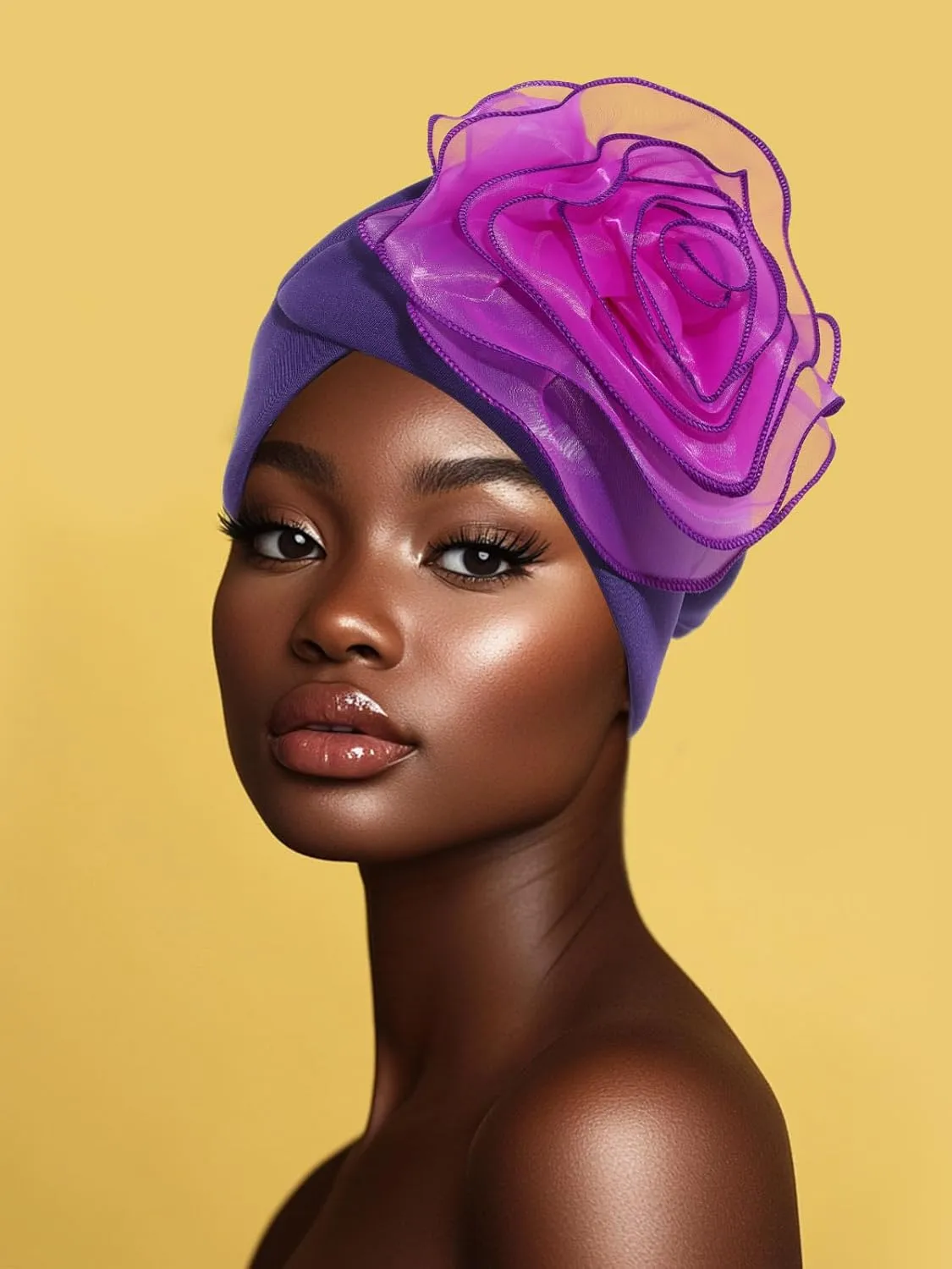 HeadWrap Hair Turbans African Turban Flower Pearl Crystal Twisted Head Turban for Women Fashion