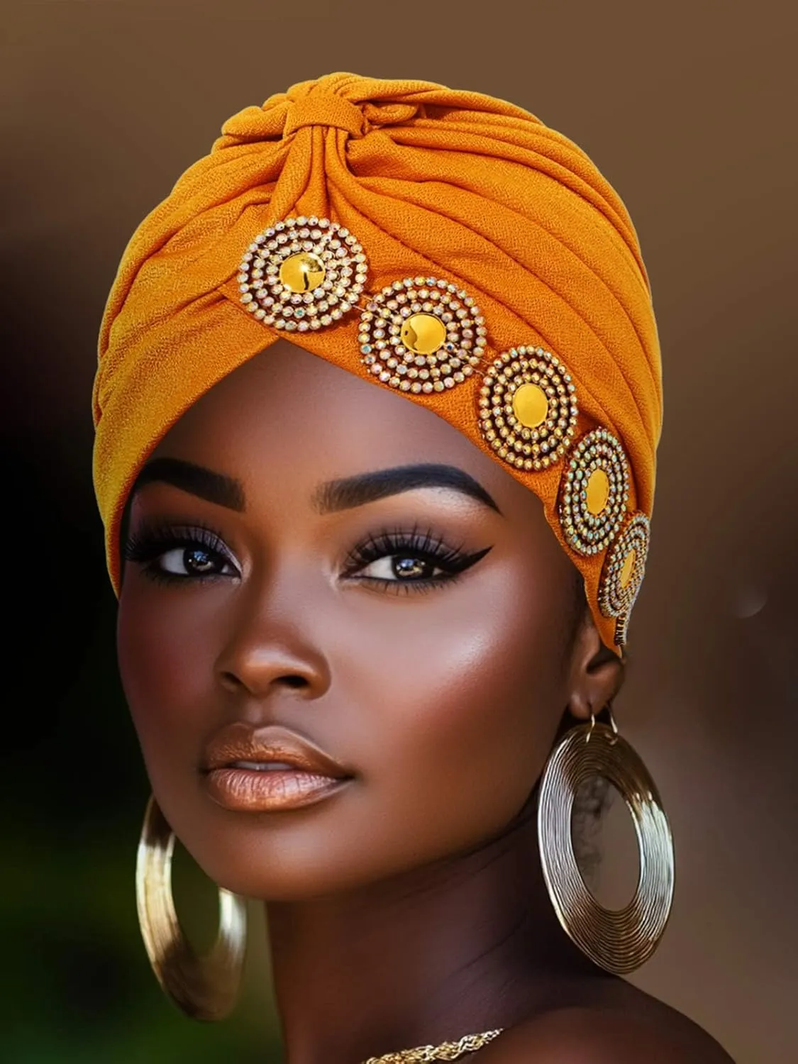 HeadWrap Hair Turbans African Turban Flower Pearl Crystal Twisted Head Turban for Women Fashion