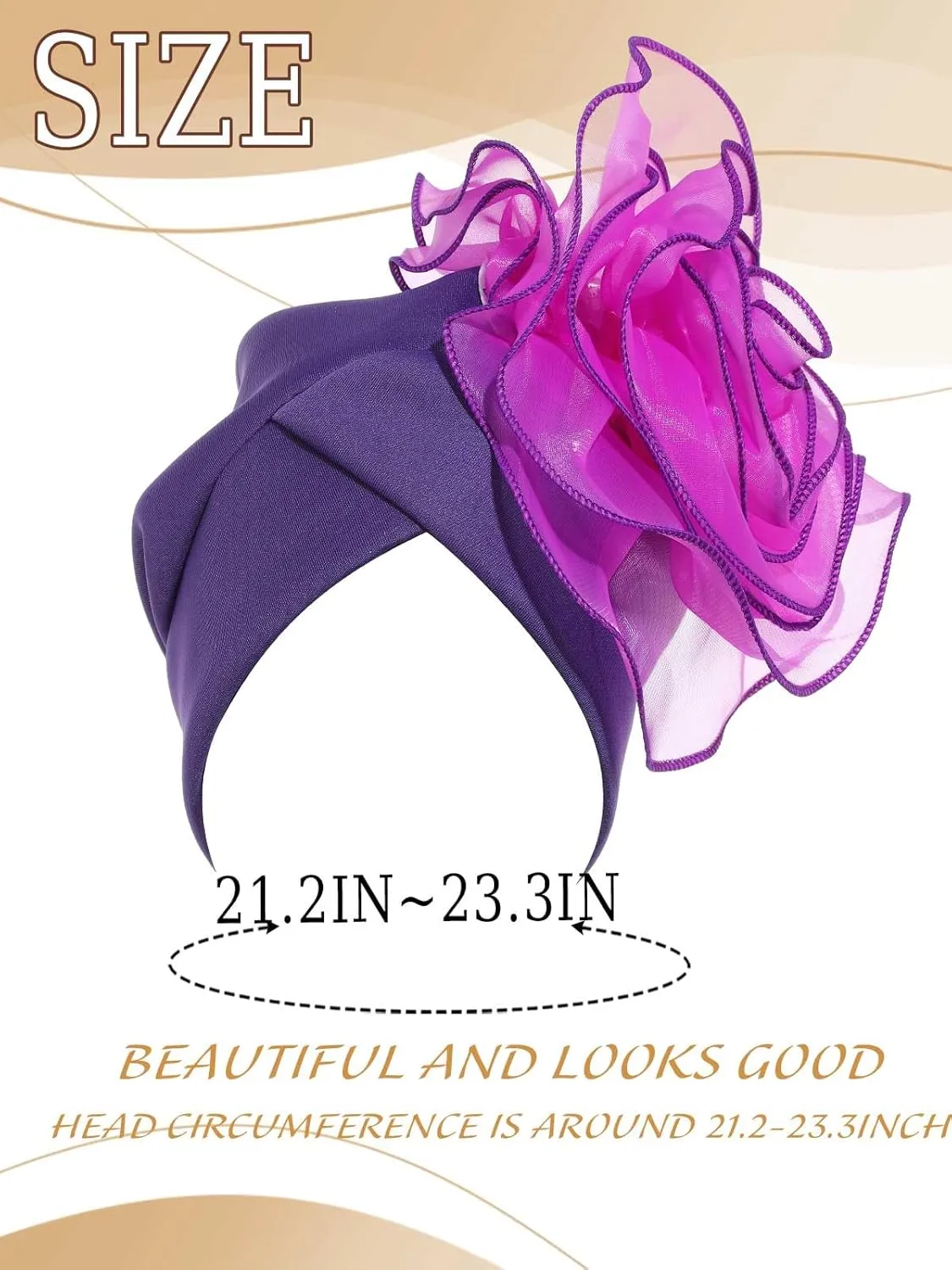 HeadWrap Hair Turbans African Turban Flower Pearl Crystal Twisted Head Turban for Women Fashion