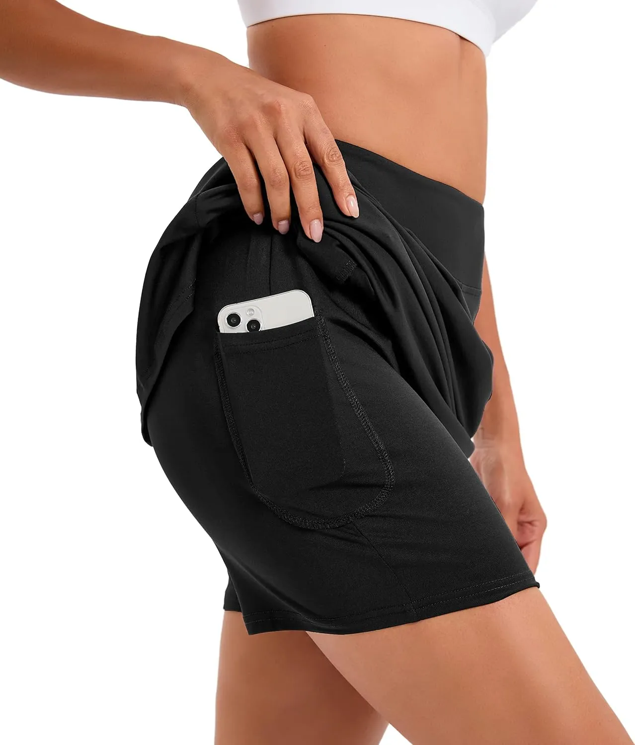 Jhsnjnr Women's Tennis Skirt Casual Knee Length Golf Skirts with Pockets Workout Athletic Skort