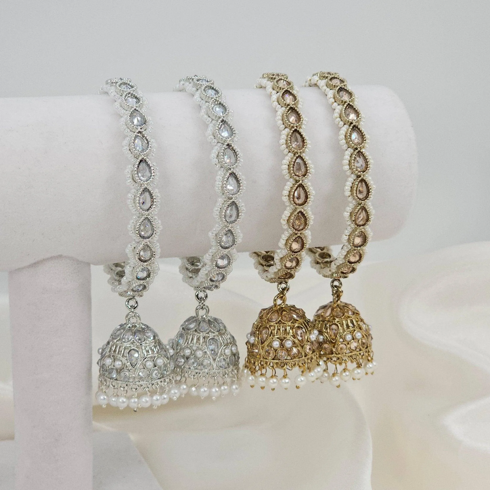 Kaya Pair of Polki Pearl Jhumka Bangles