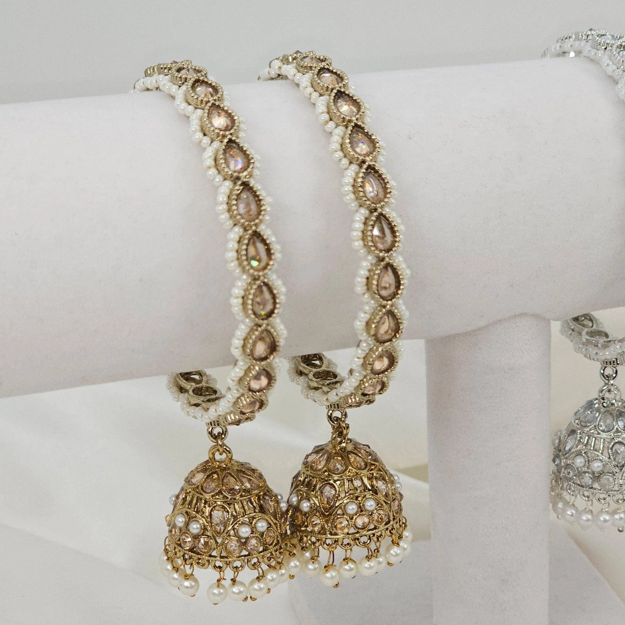 Kaya Pair of Polki Pearl Jhumka Bangles