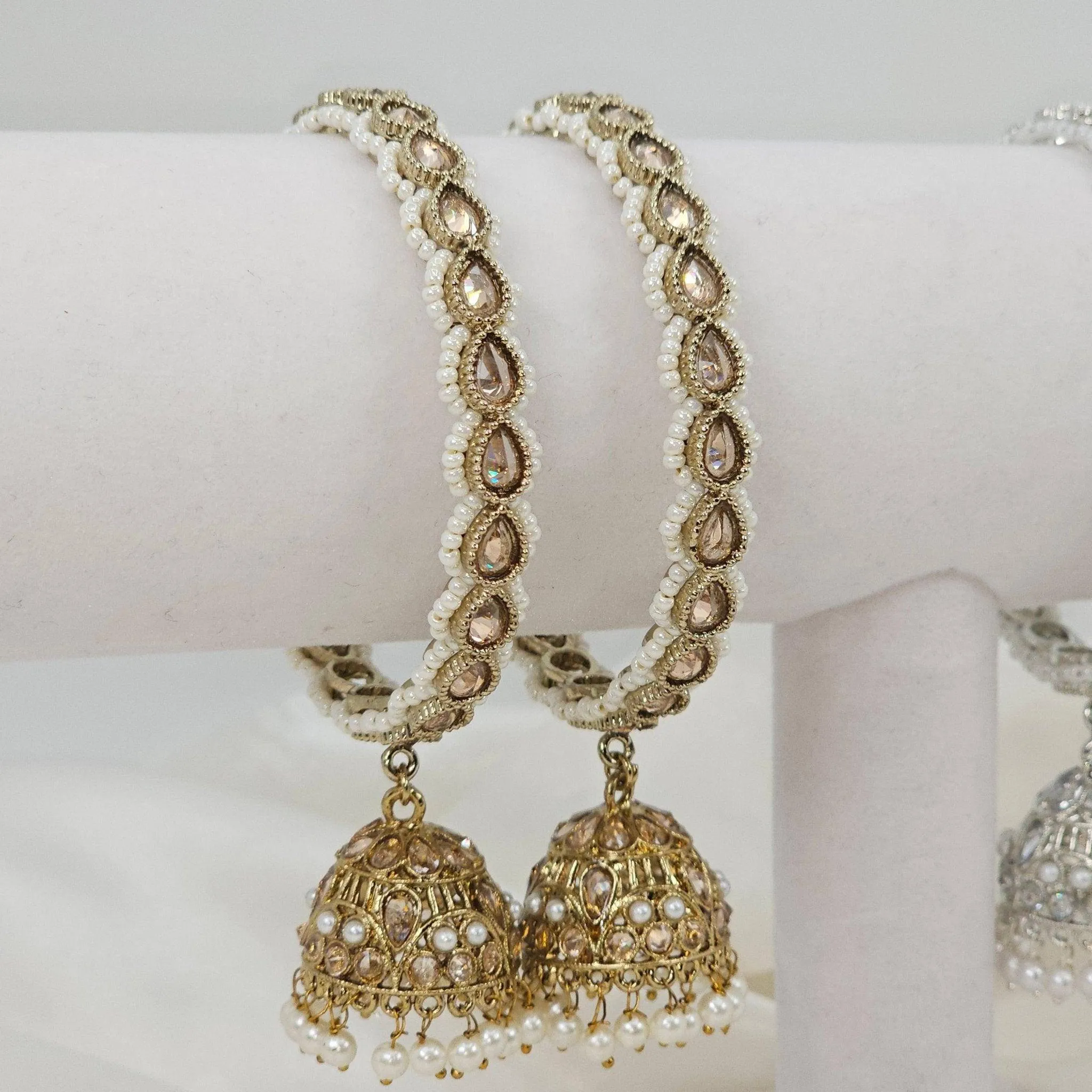 Kaya Pair of Polki Pearl Jhumka Bangles