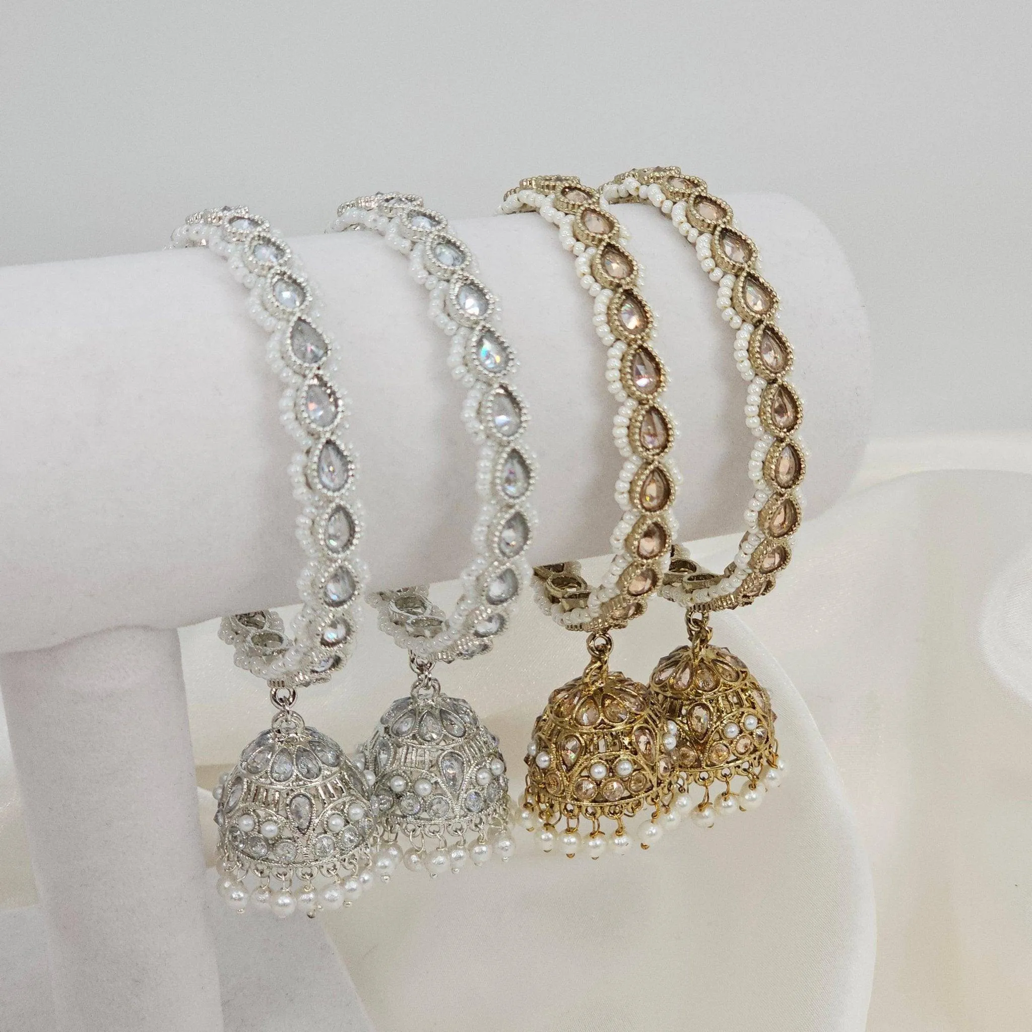 Kaya Pair of Polki Pearl Jhumka Bangles