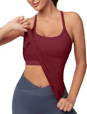 MathCat Workout Tank Tops for Women with Built in Bra, Sleeveless Gym Tops Seamless Racerback Athletic Yoga Shirts
