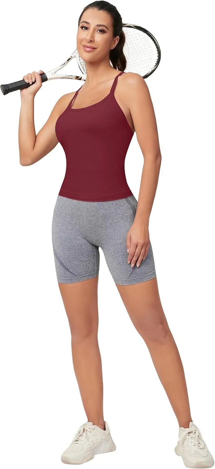 MathCat Workout Tank Tops for Women with Built in Bra, Sleeveless Gym Tops Seamless Racerback Athletic Yoga Shirts