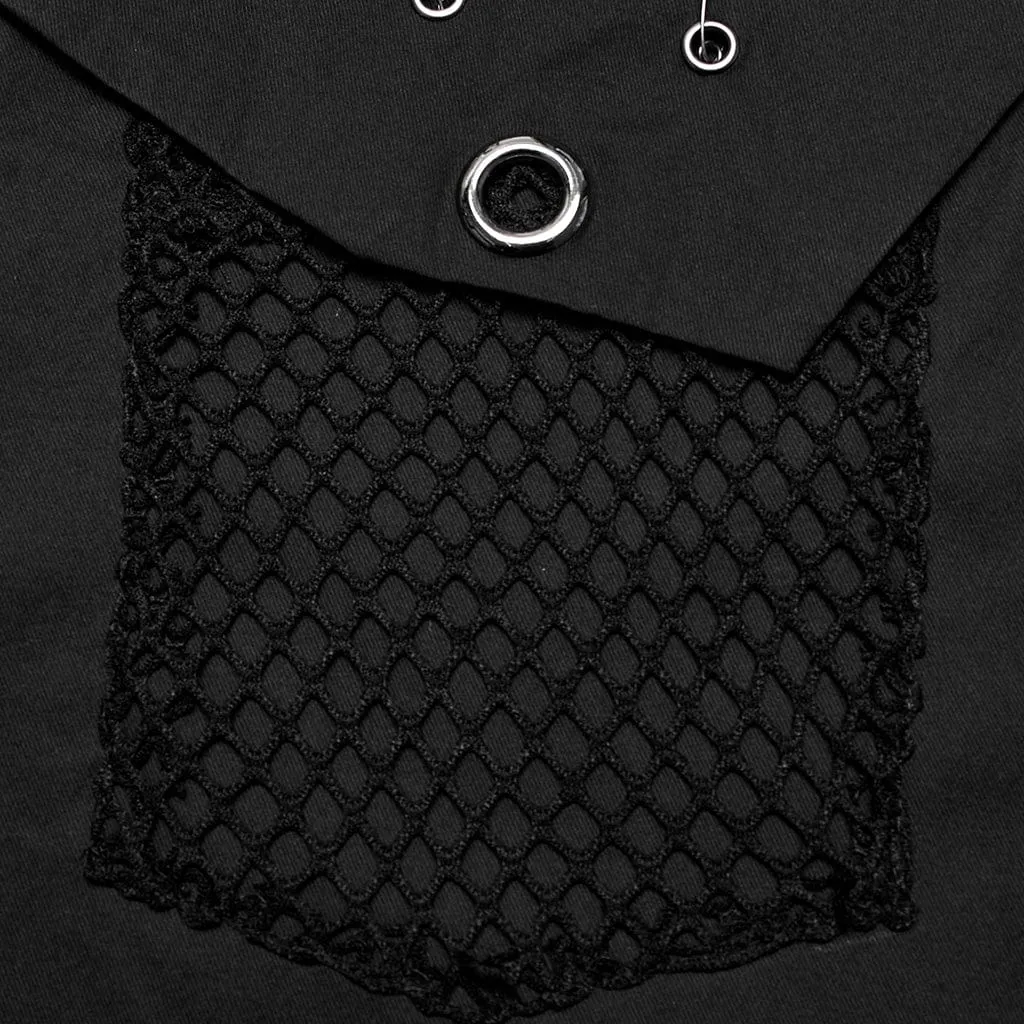 Men's Punk Rock Mesh Splice Pin Shirt