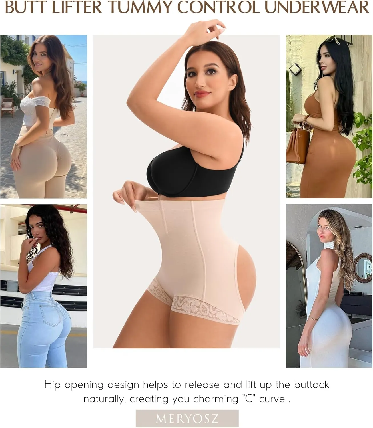 MERYOSZ Butt Lifting Shapewear Panties Tummy Control Underwear for Women High Waisted Faja Body Shaper Shorts