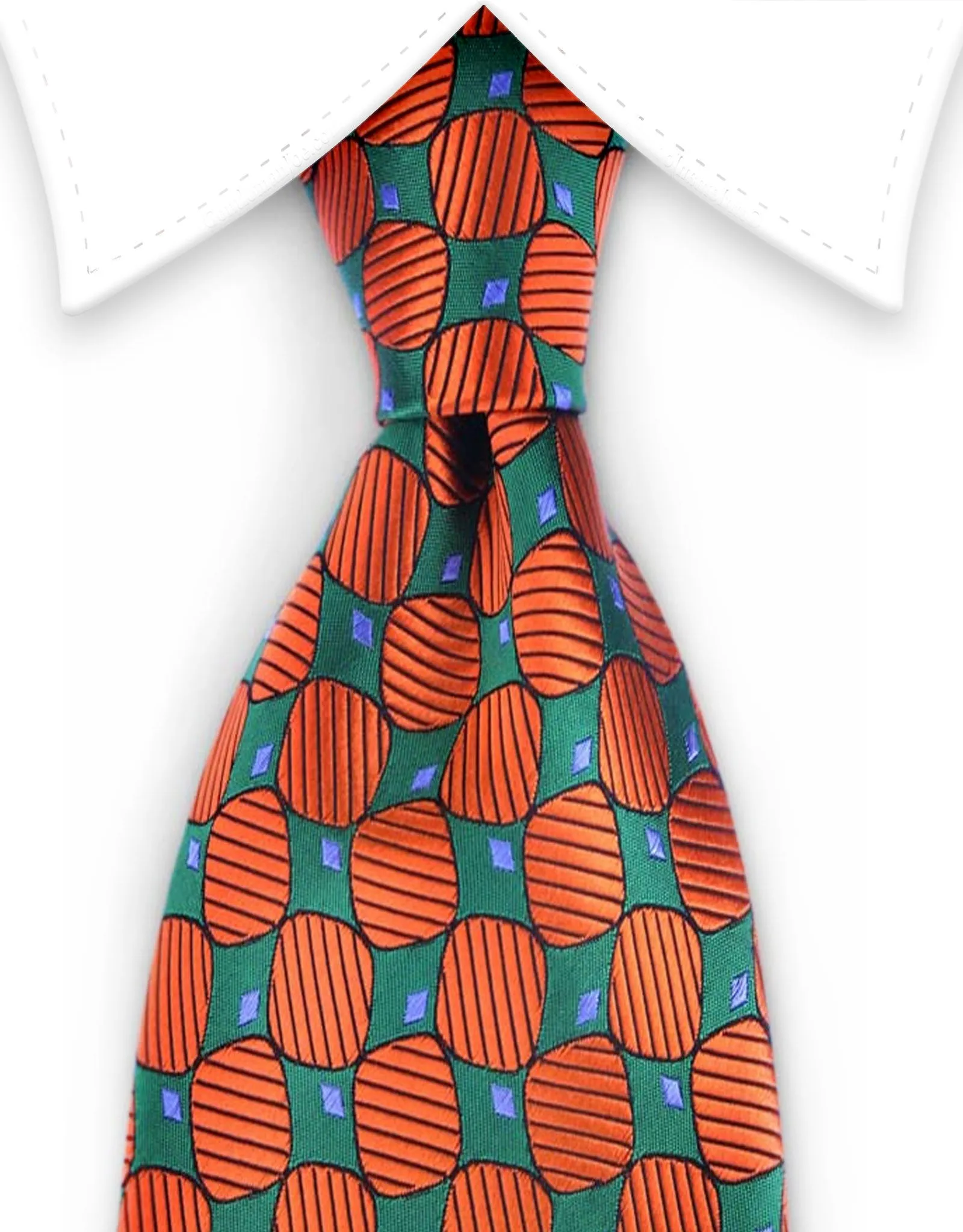 Orange & Green Silk Extra Long Tie