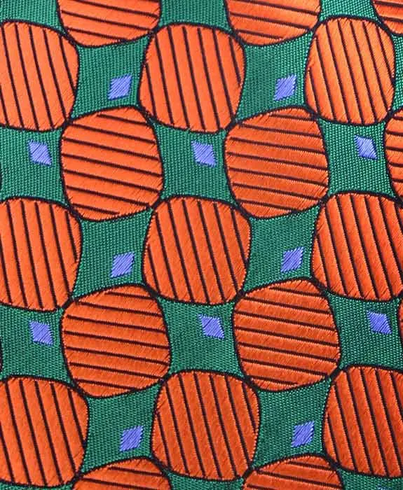 Orange & Green Silk Extra Long Tie