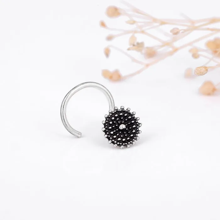 Oxidised Silver Mandala Nose Pin