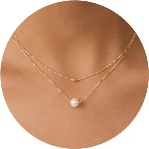 Pearl Necklace: 14K Gold-Plated Pearl Necklace for Women 16.5   2