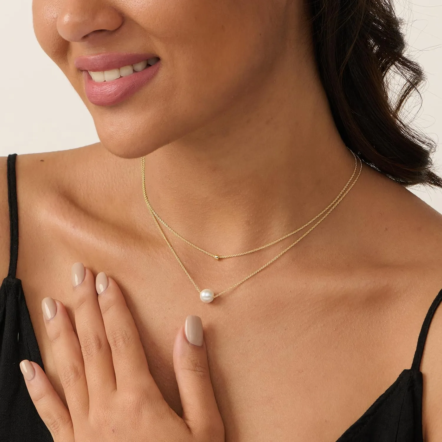 Pearl Necklace: 14K Gold-Plated Pearl Necklace for Women 16.5   2