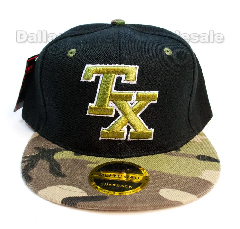 "TX" Fashion Flat Bill Snap Back Caps Wholesale