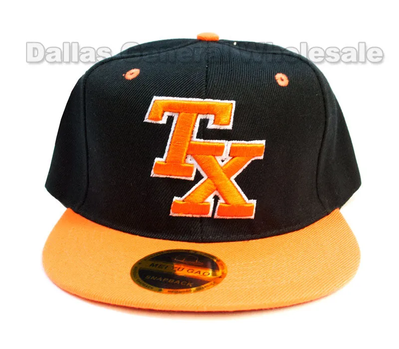 "TX" Fashion Flat Bill Snap Back Caps Wholesale