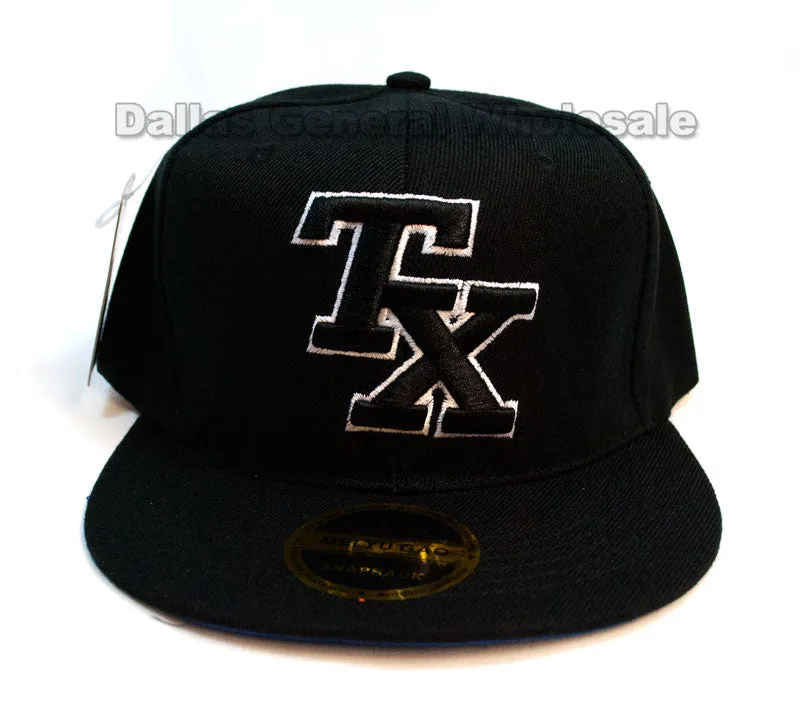 "TX" Fashion Flat Bill Snap Back Caps Wholesale