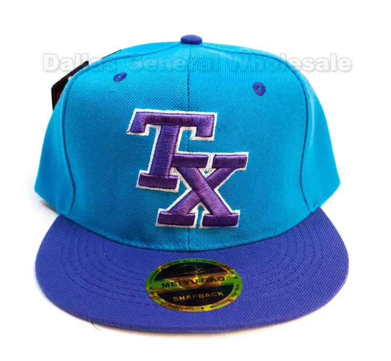 "TX" Fashion Flat Bill Snap Back Caps Wholesale