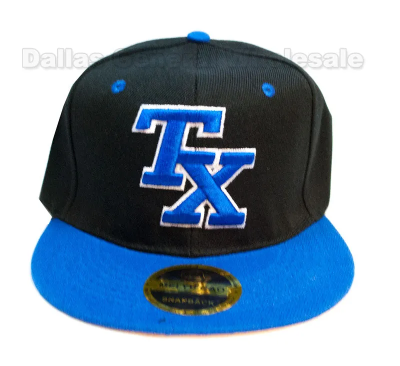 "TX" Fashion Flat Bill Snap Back Caps Wholesale