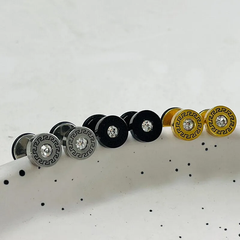 Simple Great Wall Pattern Stainless Steel Stud Earrings