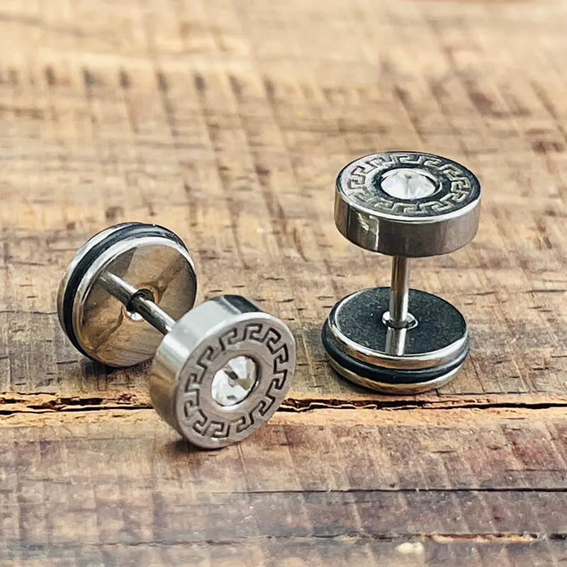 Simple Great Wall Pattern Stainless Steel Stud Earrings