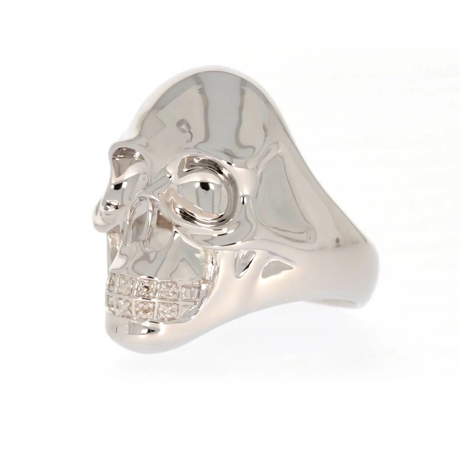 Sterling Silver Diamond Set Skull Mens Ring
