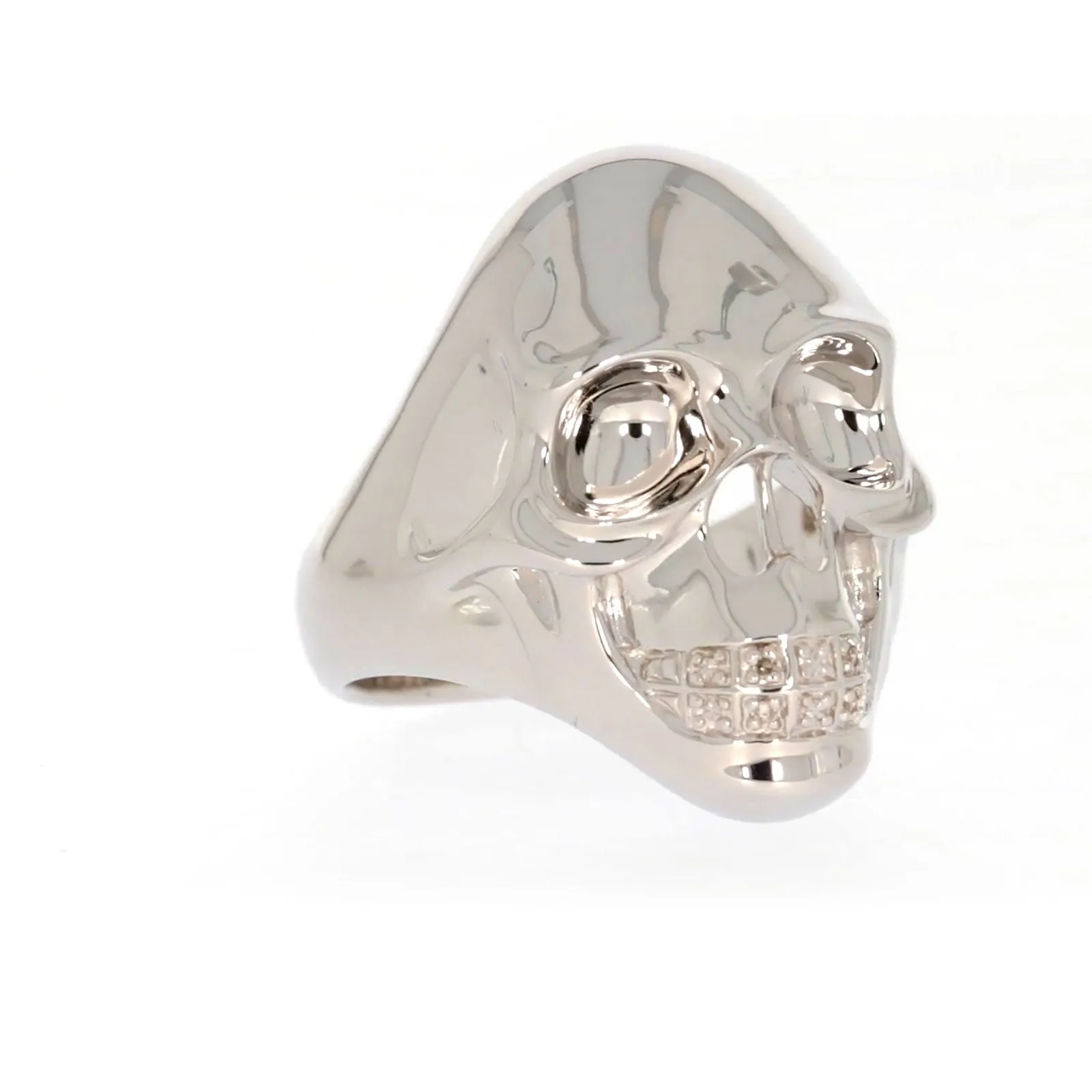 Sterling Silver Diamond Set Skull Mens Ring