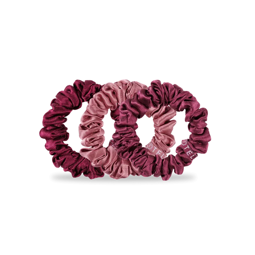 Teleties Silk Scrunchies - Small Band Pack of 3 - Burgundy Bliss